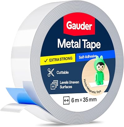 GAUDER Self-Adhesive Metal Tape 6 m x 35 mm Ferrous Foam Adhesive