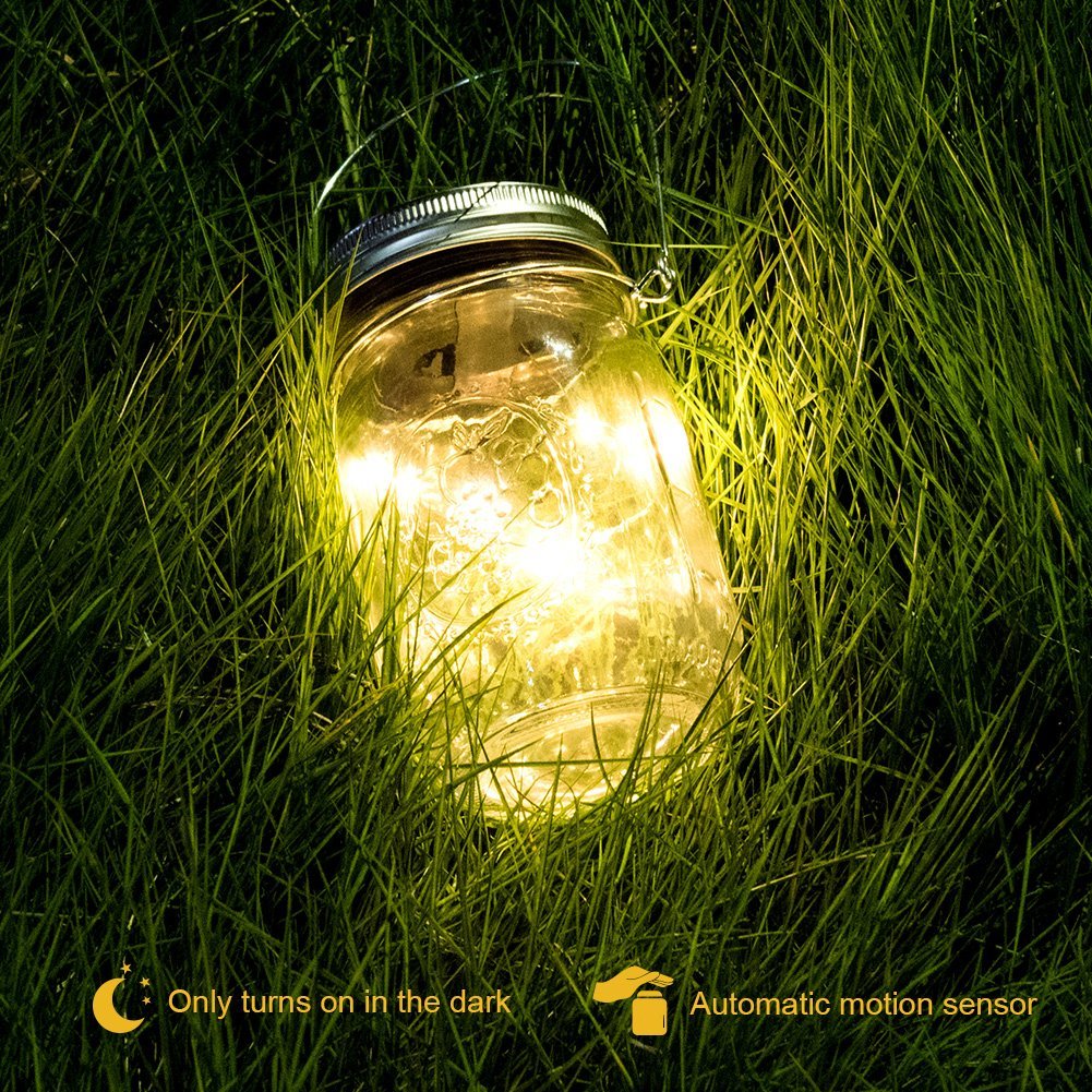 KerKoor Solar Mason Jar Licht, Jar Fee Licht, Wasserdichte Glasgläser Garten Hängeleuchten,LED String Licht für Party, Hochzeitsdekoration, Außen Laterne, Hof,Wand, Tisch, Baum