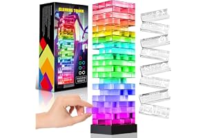Party Games for Adults and Family,Adult Games for Game Night,3 Flash Mode Light Up Tumble Tower with 48 Rules,Board Games for