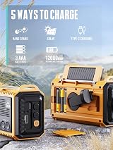 ROCAM Emergency Radio 12000mAh Solar Wind Up AM FM SW IPX6 SOS Torch view 3