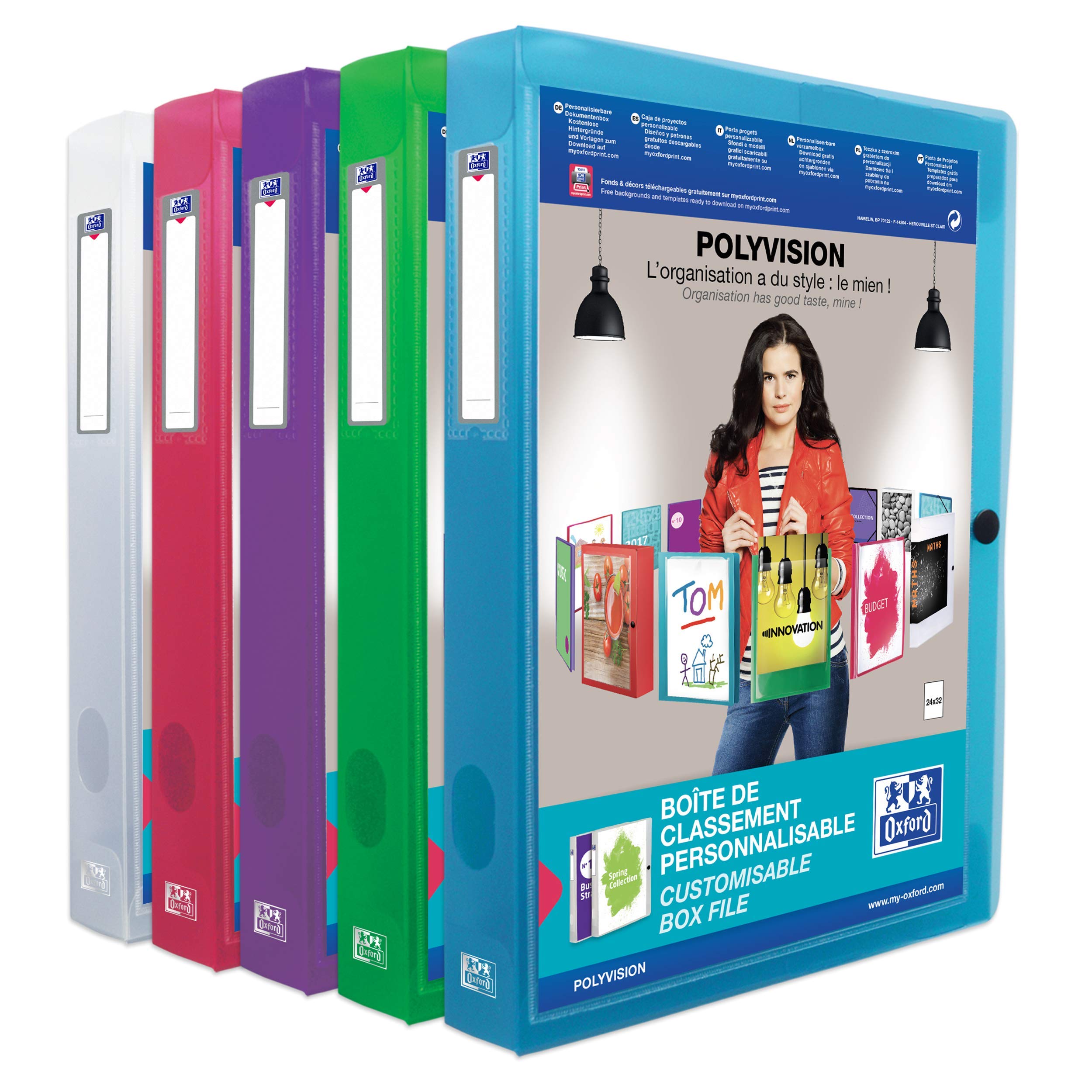 Elba Polyvision Document Box Polypropylene 40mm Capacity 240x320mm Assorted Ref M994034 [Pack of 8] — image 1
