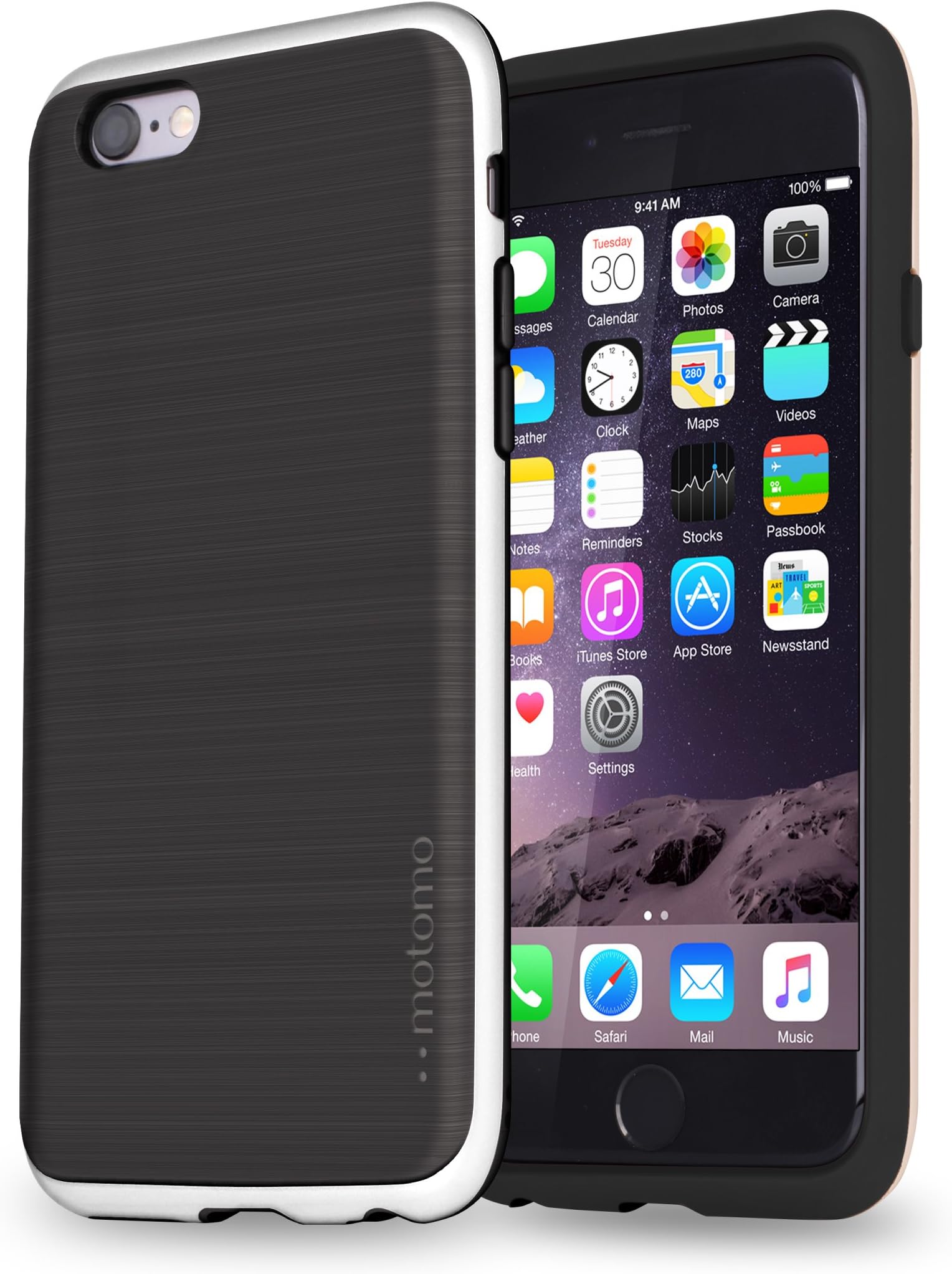 iPhone 6 slim case [motomo] INFINITY iphone 6s case iphone 6s thin case, iPhone 6s clear case, iPhone 6 soft cover, iPhone 6s bumper case (STONE BLACK SILVER)
