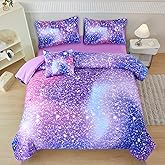 PERFEMET Girls Twin Comforter Set with Sheets 6-Piece Bed in a Bag Rainbow Fluffy Bedding Set for Girls Kids 3D Colorful Tie Dye Bedroom Bed Set (Purple Pink, Twin)