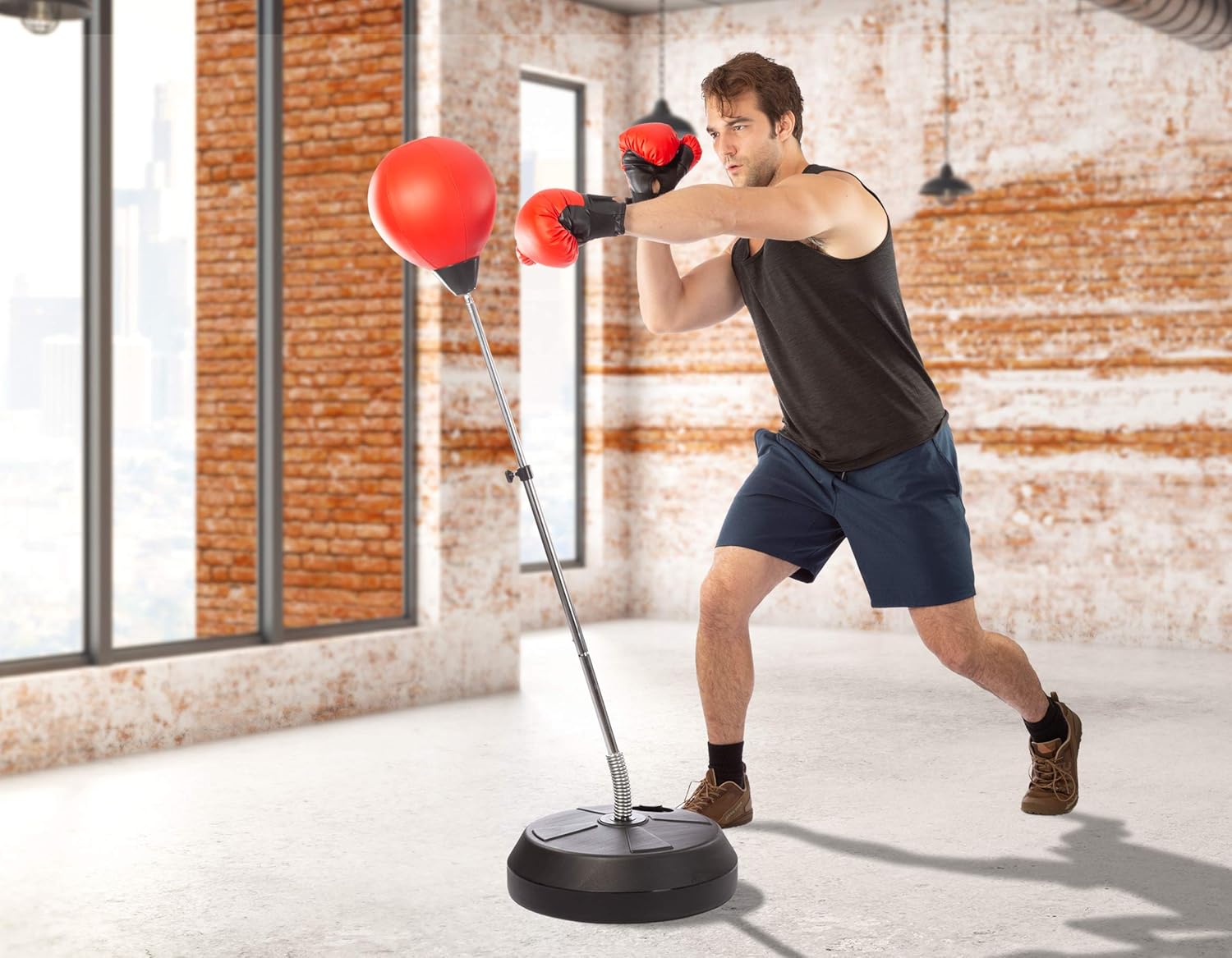 Tech Tools Boxing Ball Set with Punching Bag, Boxing Gloves, Hand Pump & Adjustable Height Stand - Strong Durable Spring Withstands Tough Hits for Stress Relief & Fitness (Adult) : Sports & Outdoors
