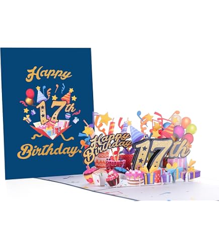 17th Birthday Card, Funny Birthday Decorations For Girl...