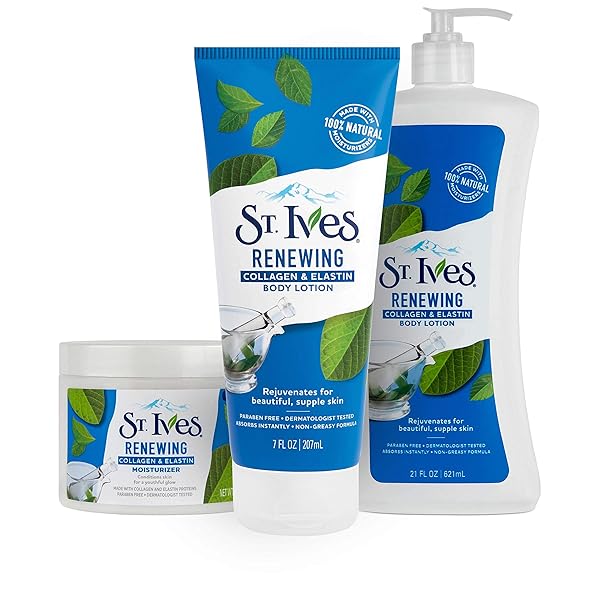 ST. IVES FACE MOISTURIZER CREAM, COLLAGEN AND ELASTIN, RENEWING FACIAL MOISTURIZER FOR WOMEN, PARABEN FREE, DERMATOLOGIST TESTED DAILY MOISTURIZING FOR DRY SKIN CRUELTY FREE, 10 OZ