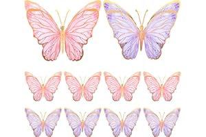 PERKOOP Geyee 10 Pcs Large Butterfly Centerpieces for Tables Butterfly Party Decorations 3D Paper Table Toppers Centerpieces Wall Decor for Birthday Baby Shower Wedding Party Supplies(Pink, Purple)