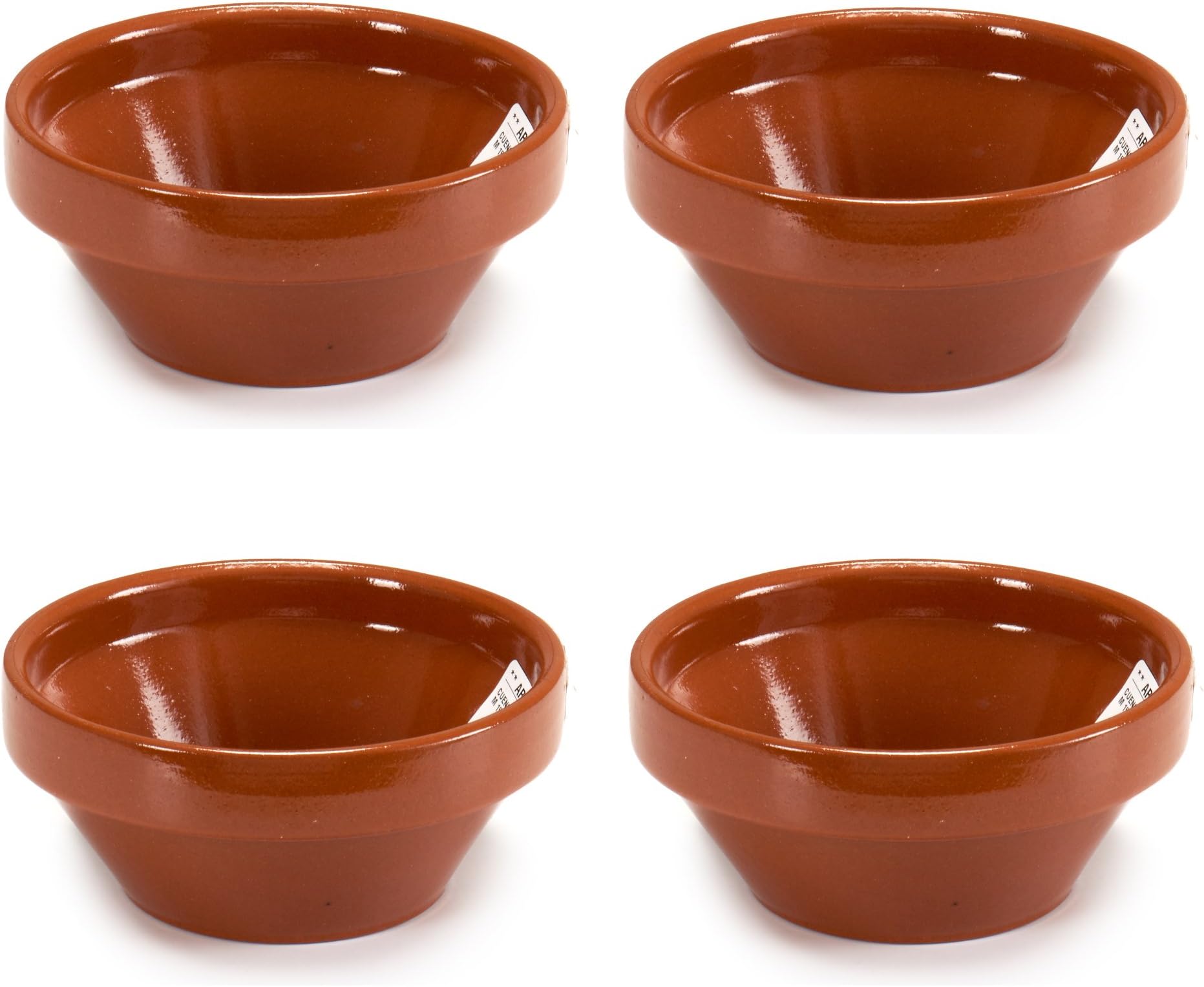Glazed Terracotta Round Oven Safe Soup Cereal Salad Bowl Pot Tapas Snack Dish (Set of 4)