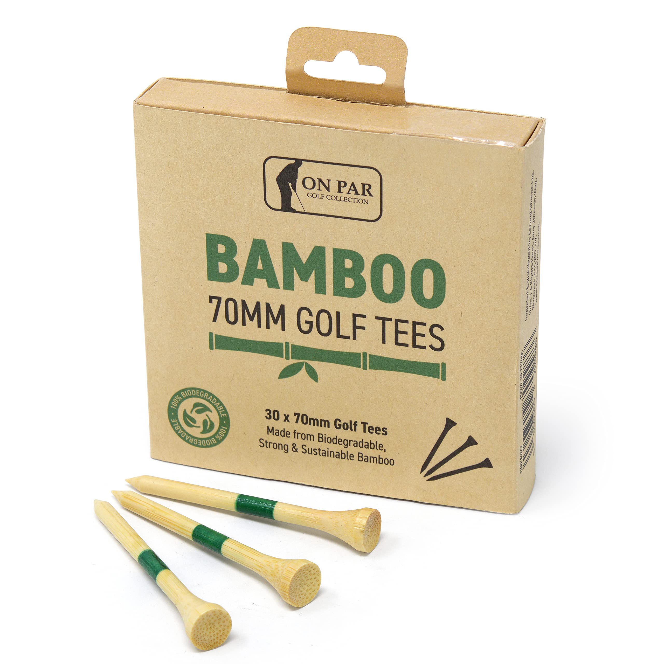On Par Professional Bamboo Golf Tees 70mm, 30 pieces, Strong, Durable, Sustainable and Biodegradable Pack of 1(70 mm)