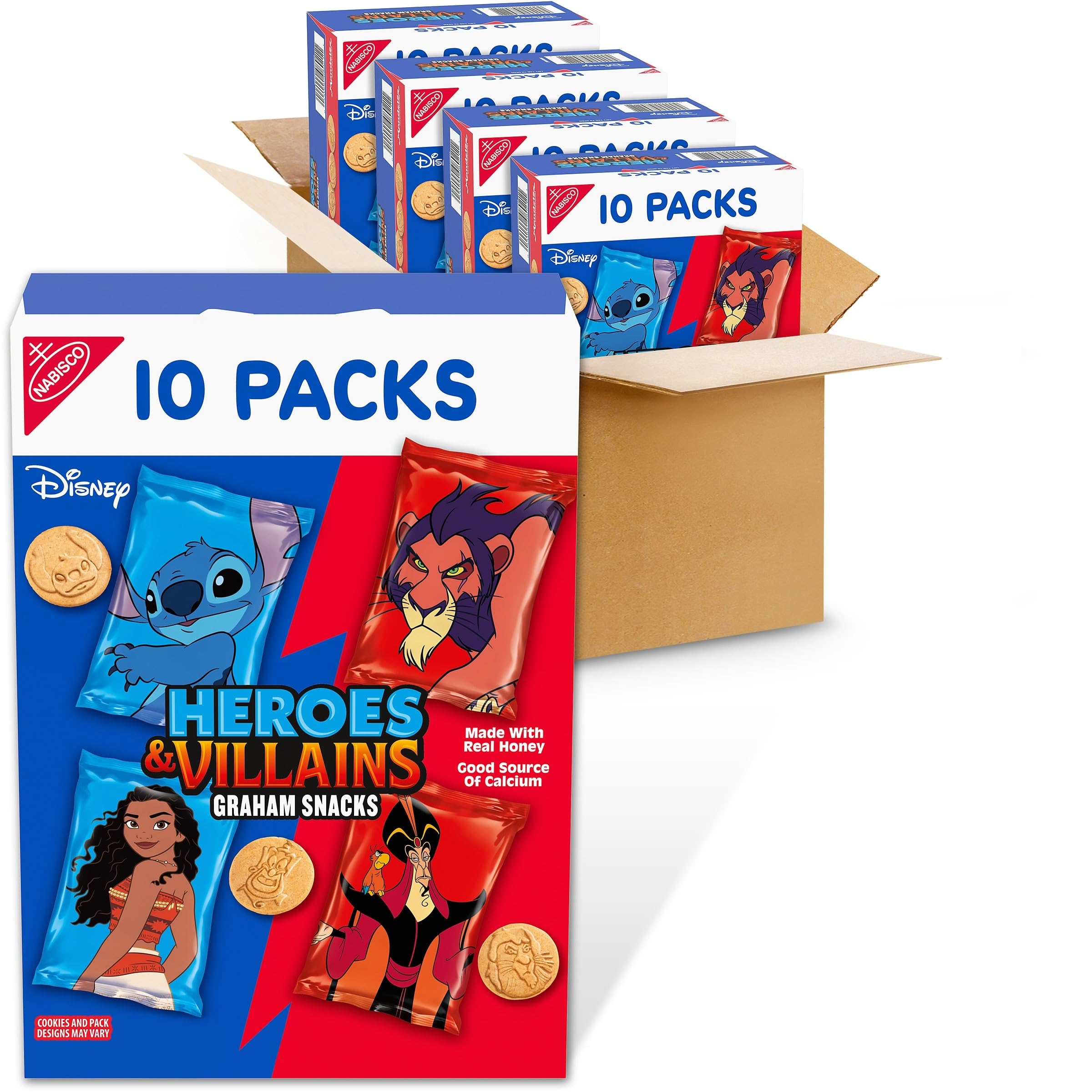 View 1 of  *** bb 14/may/2026****IDisney Heroes and Villains Graham Snacks, Custom Cookies Variety Pack, 40-1 oz Kids Snack Packs