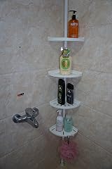 Grand Dicken Bathroom Space Saver Shelves Corner Shelf White Metal Pole 4 view 8