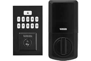 Weiser SmartCode Keypad Electronic Deadbolt – Matte Black Keyless Entry Lock, Back-Lit Touchpad, 50 User Codes + Master Code,
