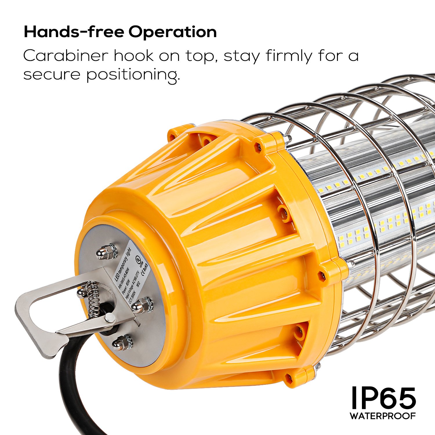 High Bay LED Temporary Work Light Fixture, 8400Lm, 5000K Daylight, 60W