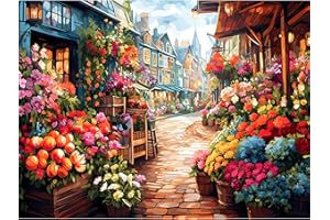 Flowers Diamond Painting, 5D Flower Shop Diamond Art Kits for Adults Beginners, DIY Flowers Full Round Dots Drill Gem Art Kit for Gift Home Wall Decor 12 x 16 Inch