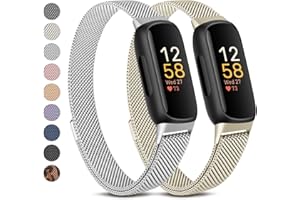 Vanjua 2 Pack Metal Band for Fitbit Inspire 3 Bands Women Men, Stainless Steel Adjustable Straps Replacement Bands for Fitbit