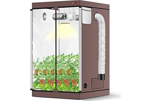 GROWTENT GARDEN ATOUR 4x4 Grow Tent, 48"x48"x80'' High Reflective Mylar 1680D Hydroponic Grow Tents, Waterproof Grow Tent with Double Cleart Observation Door and Floor Tray, for Indoor Plant Growing