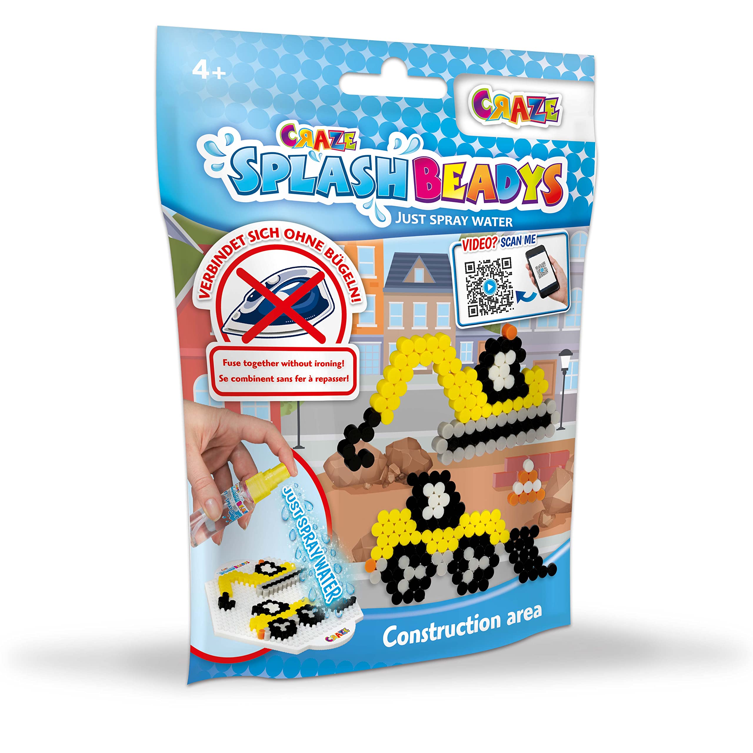 CRAZE Splash Beadys Water Beads, Assorted Shapes, Coloured, Non-Iron, 26021 Pieces, Polyvinyl Alcohol (PVA), Round, Construction Ironing Beads Starter Pack