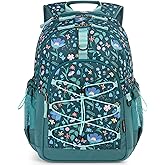 Choco Mocha Floral Backpack for Teen Girls, Travel School Backpack for Girls Middle School Large Bookbag 18 Inch, Green