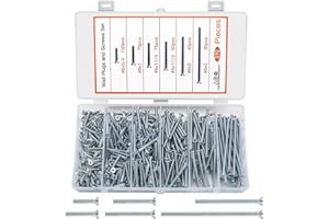 BAYIDUN 370 Pcs Electrician's Machine Screw Kit, Flat Head Cross Head Long Electrical Outlet Screws, Electrical Outlet Extender Device Mounting Screws, 6X(*3/4、6#*1、6#*1-1/4、6#*1-1/2、6#*2、6#*3)-(Flat)