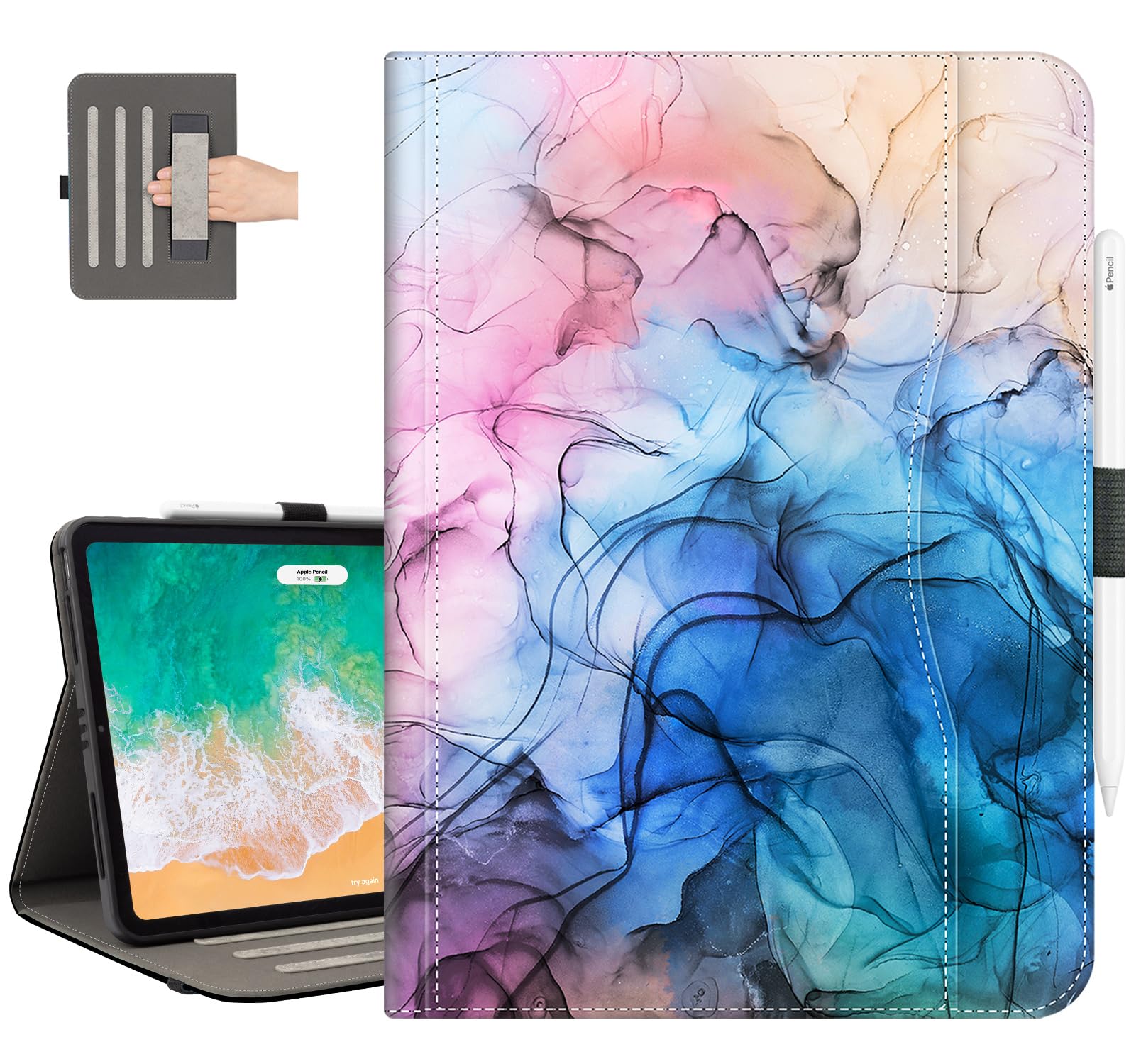 Photo 1 of Vimorco for iPad Air M3/M2 11 Inch Case 2025/2024,for iPad Air 5th/4th Generation Cover 10.9-inch, for iPad Pro 11 Inch Case 4th/3rd/2nd/1st Generation Pencil Holder/Hand Strap/Pocket, Watercolor Art1058311854
