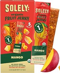 Solely - Organic Mango Fruit Jerky - 5 Individually Wrapped Fruit Strips - Fruit Leather Made from Dried Fruits - Healthy Sna