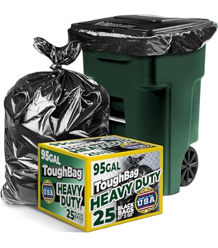 Black Trash Bags 55+ Gallon Ox Plastics Trash Can Liners Bags 42