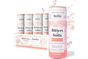 Hella Cocktail Co. Bitters & Soda Grapefruit - 12oz Cans, 12 Pack I Aromatic, Botanical and Herbal Non-Alcoholic Drinks, Sugar-Free, Ready-to-Drink Mocktails