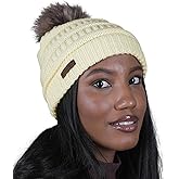 Brook + Bay - Beanie Hats for Women, Pom Pom Hat Soft Chunky Knit Beanie for Cold Weather, Stocking Cap for Women Winter Hats