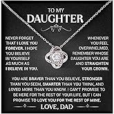 LUXUS™ Love Knot Necklace for Daughter – Inspirational 18K White Gold Finish, Thoughtful Gift from Mom & Dad, Birthday, Graduation & Christmas Jewelry