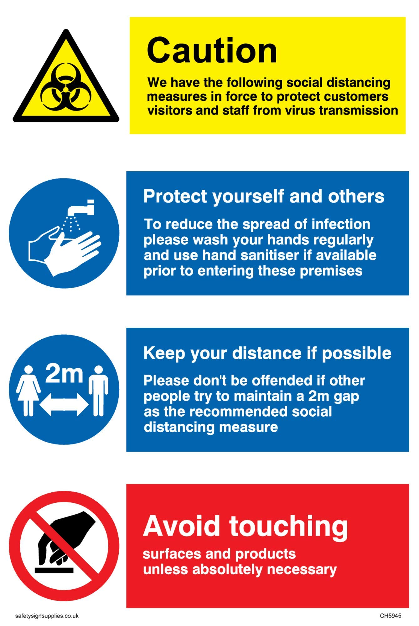 Viking Signs CH5945-A6P-3M Social distancing measures for retail and business sign - Plastic Rigid 3mm