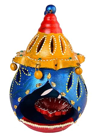 A Pioneer- Handmade Traditional Clay Hanging-Table Lantern Lamp Deepak- Mitti ka Diya-Clay Diya-Terracotta Diya for All Kind of Festival Diwali/Navratri