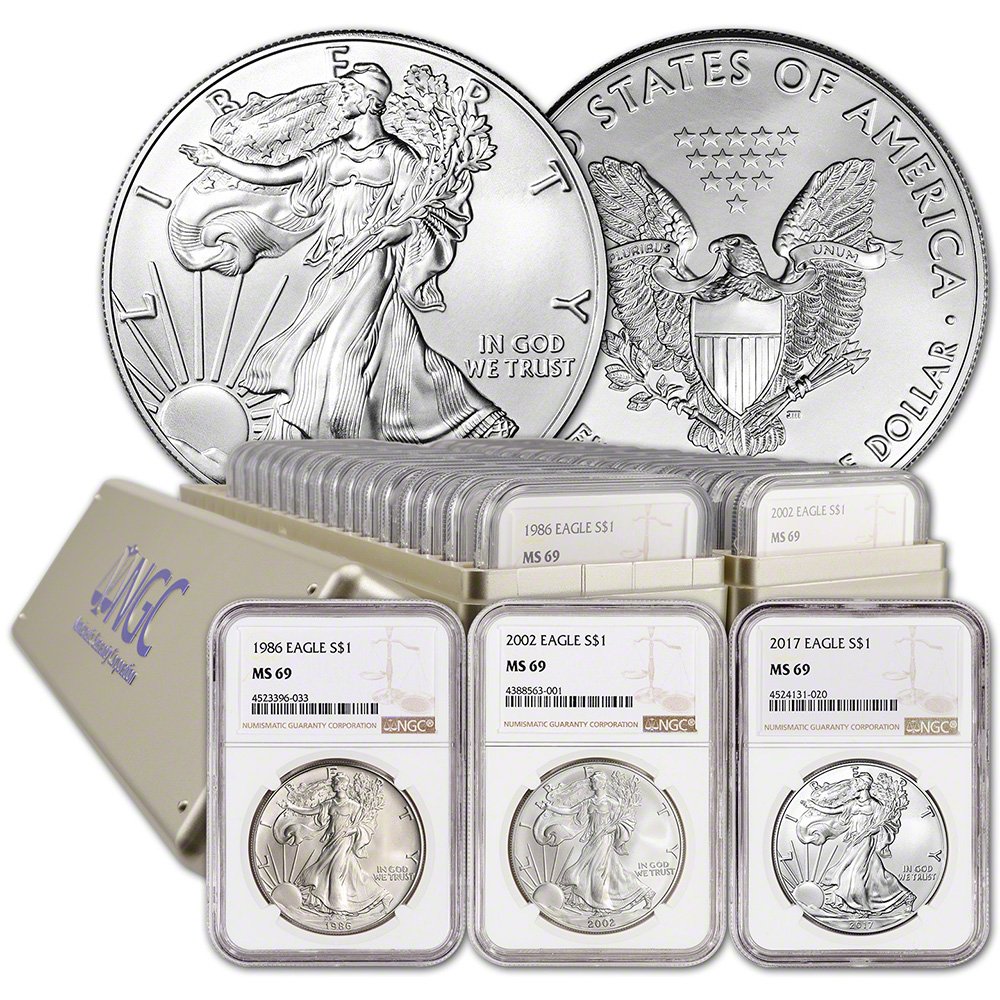19862019 Complete 34 COIN SET SILVER EAGLE SET MS69
