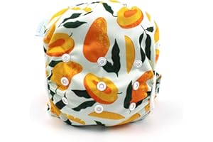 Bambio & Boo - Leak-Proof Reusable Swim Diapers, Easy-Wash Design & Fully Adjustable, 9-40 Months,19-40lbs, Soft & Breathable for Infants & Toddlers, Baby Pool & Beach Wear (Mangoes)