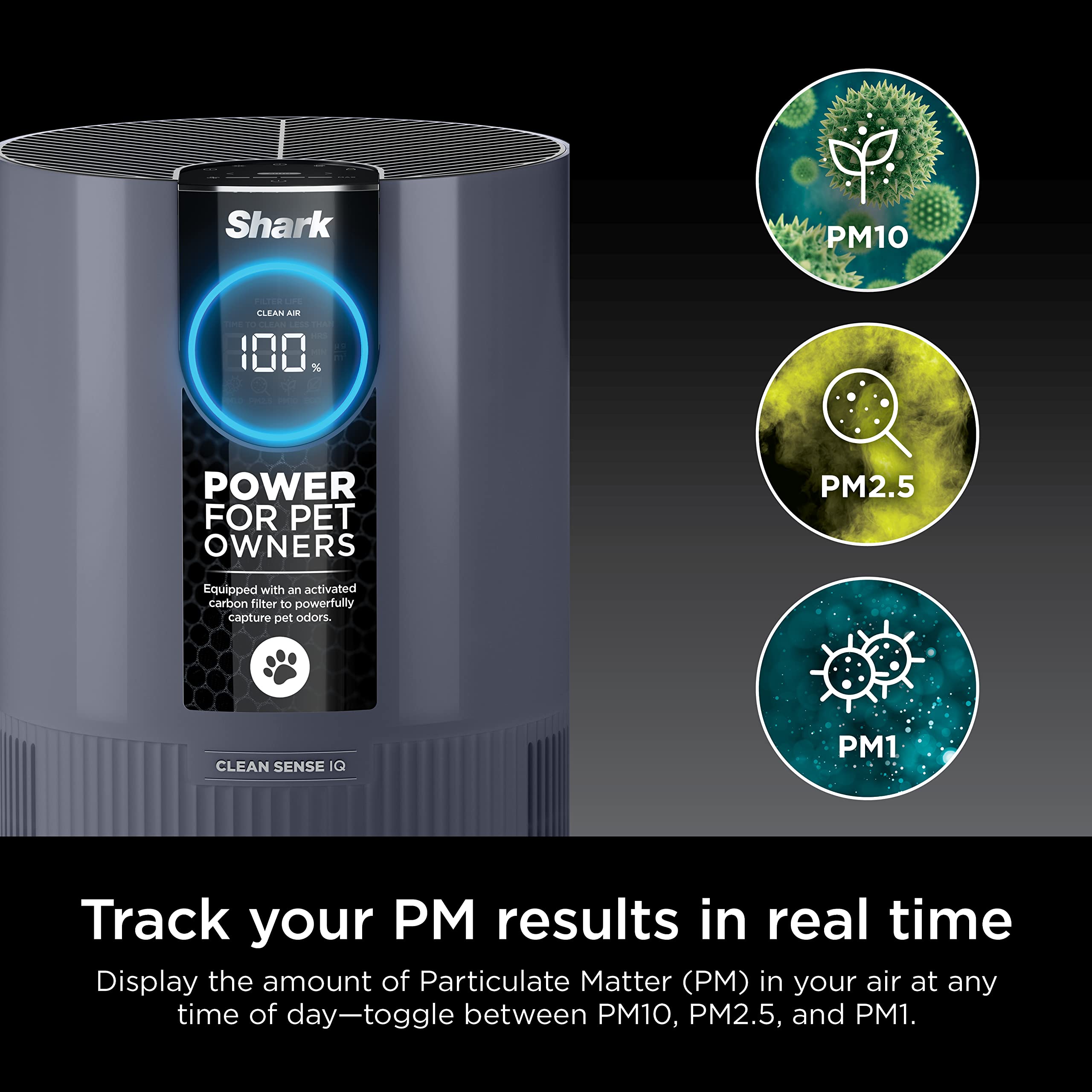 Shark HP102PETPR Clean Sense Air Purifier for Home, Allergies, Pet Hair, HEPA Filter, 500 Sq Ft Small Room, Bedroom, Captures 99.98% of Particles, Pet Dander, Fur, Allergens & Odor, Portable, Imperial