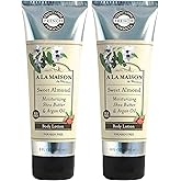 A LA MAISON Moisturizing Lotion, Sweet Almond - Nourishing French Formula for Dry Skin - Argan Oil, Pure Shea Butter, Essential Oils, Plant Based, Cruelty-Free, SLS and Paraben Free (8 Oz, 2 Pack)