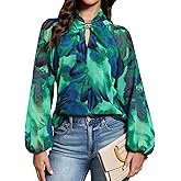Blooming Jelly Women's Dressy Casual Blouses Business Fall Outfits Matel V Neck Long Sleeve Shirts Trendy Work Tops