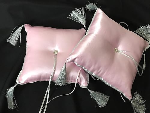 Amazon Com Pillow Set Light Pink With Silver Tassels Sweet