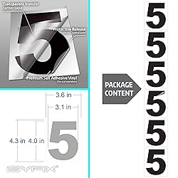 iSYFIX Black Vinyl Number 5 (Five) Stickers - 6