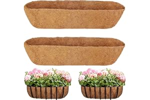 C CASIMR CASIMR 30 Inch Coco Planter Basket Liners 2PCS Replacement Hanging Trough Coco Liners Natural Coconut Fiber Liner for Garden Flower Baskets Window Box Vegetables Herbs