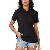 MAGCOMSEN Women's Polo Shirts Cotton 3-Button Short Sleeve Collared Tops Summer Cool Shirt Uniform Casual Shirts