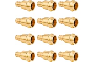 WHK 12 Pack 1/2" Press Propress x 1/2" PEX Adapter Crimp Fittings Brass Coupling Connect from Cooper to Pex B Pipe（Lead-Free,pro press copper to pex adapter)