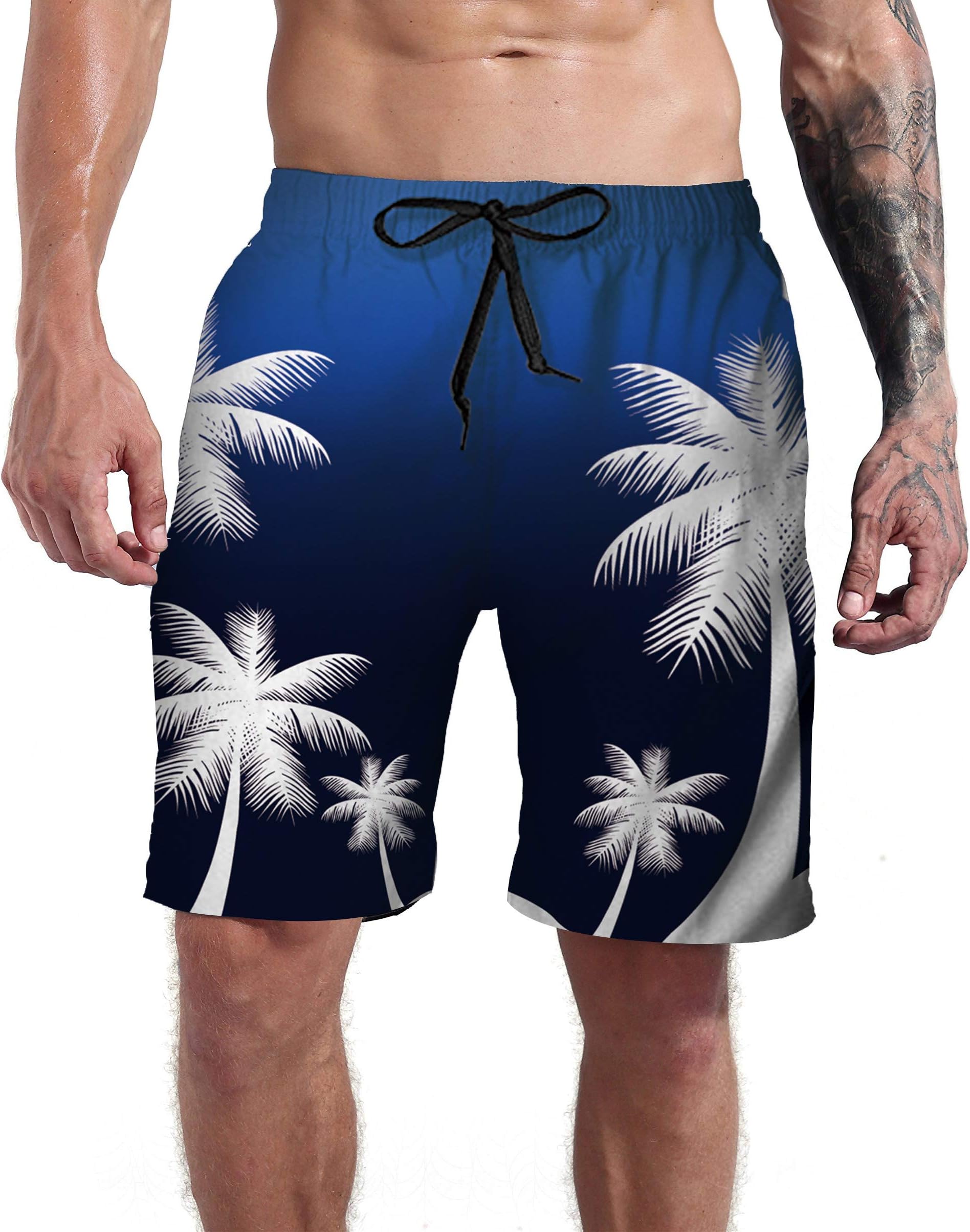 Men's Cool Swimtrunks Quick Dry 3D Printed Casual Hawaiian Mesh Lining Beach Board Shorts with Pockets S-XXXL