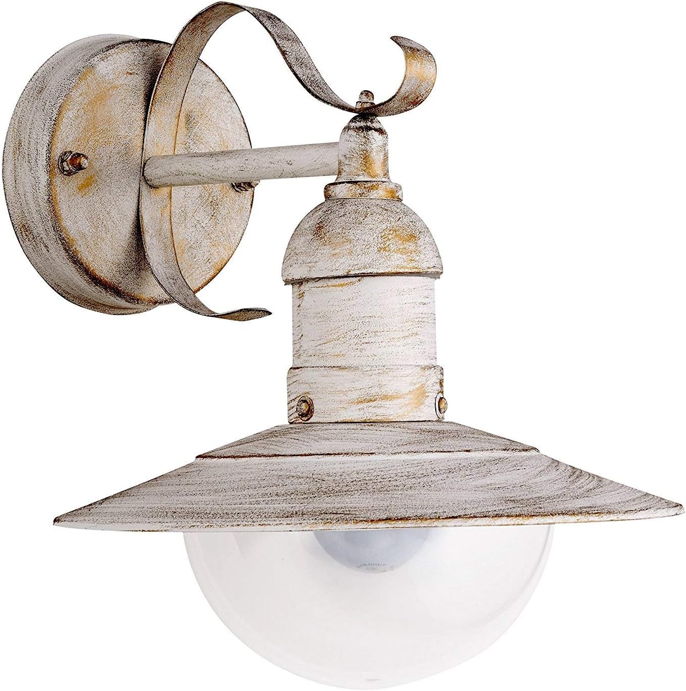 DBLV Wandleuchte Shabby LED A+, Antik-Weiß-Gold Außenlampe Hoflampe Gartenlampe Gartenleuchte, 28 x 24 x 37 cm [Energieklasse A+]