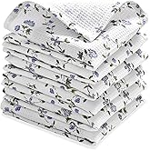 Ridhi Powder Blue Hand Block Print Cotton Waffle Dish Cloth Set of 6-12x12 Inch Super Absorbent, Soft, Reusable Kitchen Towels for Dish Drying Cleaning, Ideal for Spring, Easter, Valentine