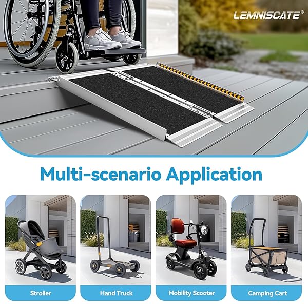 LEMNISCATE PORTABLE WHEELCHAIR RAMP 2FT, WHEELCHAIR RAMPS FOR HOME STEPS, NON-SLIP HANDICAP RAMP WITH HANDLE, FOLDING WHEEL CHAIR RAMPS FOR HOMES STEPS, STAIRS, DOORWAYS, SCOOTER, 800LBS CAPACITY