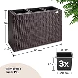 CASARIA Large Tall Rattan Flower Pot Planter with 3 Inner Pots Brown 83x30.5x60 view 3