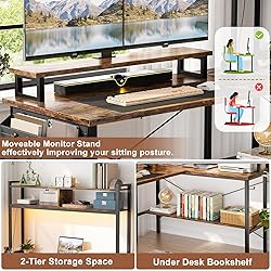 Aheaplus L Shaped Gaming Desk with Power Outlets