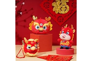 Allnice 2024 Chinese New Year Dragon Ornament Red Mascot Dragon Embroidery Dragon Lunar New Year Decoration Pendant Good Luck Hanging Ornaments Zodiac Dragon for Chinese Spring Festival - 3PCS