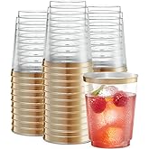 PLASTICPRO Disposable Plastic Tumblers (Gold Rim, 50)