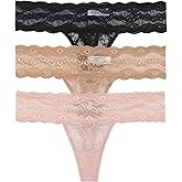 b.tempt'd womens Lace Kiss Thong Panty 3 Pack